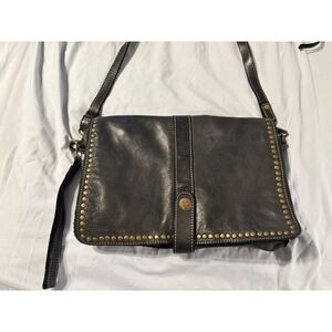 Costanza Rota Italian Leather Studded Crossbody Black Distressed Boho